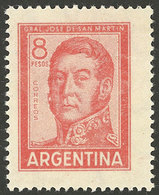 ARGENTINA: GJ.1306ASG, 8P. San Martin With Variety PRINTED ON GUM, Excellent Quality, Very Rare! - Nuevos