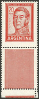 ARGENTINA: GJ.1310CJ, 20P. San Martin With DECORATED LABEL BELOW, MNH, VF Quality, Very Rare! - Nuovi