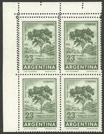 ARGENTINA: GJ.1311B, 23P. Quebracho Tree Printed On Chalky Paper, Block Of 4 With DOUBLE PERFORATION, Excellent! - Neufs