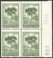 ARGENTINA: GJ.1311B, 23P. Quebracho Tree Printed On Chalky Paper, Block Of 4 With Notable PAPER FOLDS. The Catalog Value - Nuevos