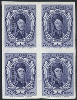 ARGENTINA: GJ.1317PM, IMPERFORATE Block Of 4 With MUESTRA Overprint, Excellent Quality, Rare! - Ongebruikt