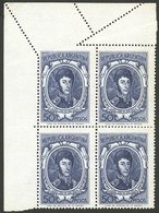 ARGENTINA: GJ.1318, 50P. San Martín On Glazed Paper, Block Of 4 With Notable Misperforation Variety, Fantastic! - Ongebruikt