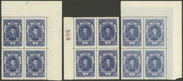 ARGENTINA: GJ.1318A, 50P. San Martín On Unsurfaced Paper, 3 Blocks Of 4 From Very Different Printings, One On Bluish Pap - Unused Stamps