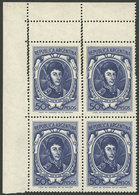 ARGENTINA: GJ.1318A, 50P. San Martín On Unsurfaced Paper, Block Of 4 With DOUBLE PERFORATION At Top Producing 2 Small La - Nuovi