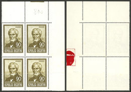 ARGENTINA: GJ.1321, Block Of 4 On End-of-roll DOUBLE PAPER, Excellent Quality! - Neufs