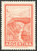 ARGENTINA: GJ.1492SG, 10P. Incan Bridge Without Watermark, PRINTED ON GUM, VF And Very Rare! - Neufs
