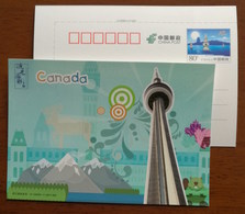 Canada Toronto National Tower,Canadian Volcano,China 2016 G20 Hangzhou Summit Advertising Pre-stamped Card - Volcanos