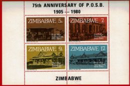 1980 - Zimbabwe - 75eme Anniversaire De La Caisse D'Epargne De La Poste (P.O.S.B.) - Bloc N° 2 - Zimbabwe (1980-...)