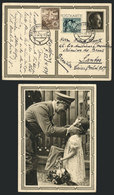 GERMANY: Postal Card Illustrated On Back: "Hitler Greeting A Girl", Sent From Magdeburg To Santos (Brazil) On 22/AP/1939 - Andere & Zonder Classificatie