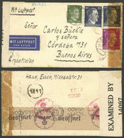 GERMANY: 25/AU/1943 Essen - Argentina, Airmail Cover With TRIPLE CENSOR Marks, VF Quality! - Otros & Sin Clasificación