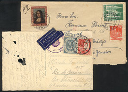 GERMANY: Cover And Postcard Sent To Rio De Janeiro In 1952 And 1953 With Handsome Postages! - Andere & Zonder Classificatie