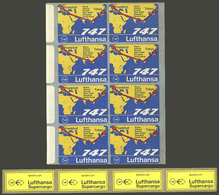 GERMANY: Mini-sheet With 8 Self-adhesive Labels For Frankfurt - Tokyo Flight By Lufthansa In Boeing 747, Circa 1970, Als - Sonstige & Ohne Zuordnung