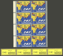 GERMANY: Mini-sheet With 8 Self-adhesive Labels For Frankfurt - Tokyo Flight By Lufthansa In Boeing 747, Circa 1970, Als - Andere & Zonder Classificatie