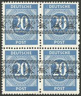 GERMANY - BIZONE: Michel VI/I, 20Pf. Stamp With "band" Overprint, MNH Block Of 4, Superb, Rare!" - Sonstige & Ohne Zuordnung