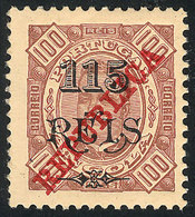 ANGOLA: SC.212a, 1915 115r. On 100r. Perf 11½, Mint Lightly Hinged, VF Quality, Catalog Value US$100 - Angola