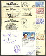 CHILEAN ANTARCTIC TERRITORY: 4 Covers Of 1976 + One Of 1992 With Postmarks Of Chilean Antarctic Stations, 3 Signed, With - Autres & Non Classés