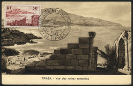 ALGERIA: TIPASA: Panorama, Roman Ruins, Maximum Card Of 28/MAR/1955, With Special Pmk Of "Bi-millennium", VF Quality" - Cartoline Maximum