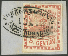 ARGENTINA: GJ.1, On Fragment With DOUBLE CANCELLATION: Rosario With FRANCA And Another One Without FRANCA, Superb, Very  - Autres & Non Classés