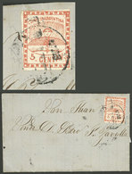 ARGENTINA: GJ.1, On Entire Letter Dated 2/FE/1859, With Overlapping MENDOZA And FRANCA Cancels, Excellent Quality! - Otros & Sin Clasificación
