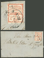 ARGENTINA: GJ.1, On Entire Letter Dated 2/FE/1859, With Overlapping MENDOZA And FRANCA Cancels, Excellent Quality! - Andere & Zonder Classificatie