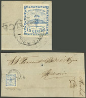 ARGENTINA: GJ.3, 15c. Blue Franking A Front Of Folded Cover With MENDOZA And FRANCA Cancels, Very Fine Quality, Signed B - Sonstige & Ohne Zuordnung