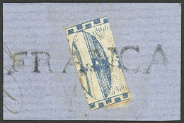 ARGENTINA: GJ.3TR, 15c. Blue TRISECT, Its Central Part Used As 5c. On Fragment Tied By FRANCA Cancel Of Gualeguaychú, Ex - Autres & Non Classés