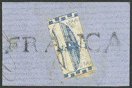 ARGENTINA: GJ.3TR, 15c. Blue TRISECT, Its Central Part Used As 5c. On Fragment Tied By FRANCA Cancel Of Gualeguaychú, Ex - Andere & Zonder Classificatie