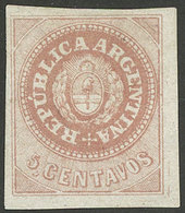 ARGENTINA: GJ.7Ab, 5c. With Accent, Salmon Rose, WITH VARIETY "8 Cut Angles", Mint, Very Fine Quality, Rare!" - Otros & Sin Clasificación