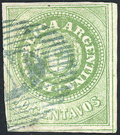 ARGENTINA: GJ.11, 10c. Green WITHOUT Accent Over The U, Wide Margins, OM Cancel, With Tiny Thin On Reverse Otherwise Sup - Autres & Non Classés