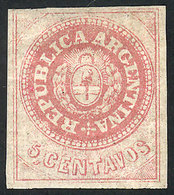 ARGENTINA: GJ.12, 5c. Without Accent, Semi-worn Plate, Mint Original Gum (+50%), Tiny Defect On Back, Very Good Front, C - Andere & Zonder Classificatie