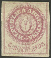 ARGENTINA: GJ.14, 5c. Without Accent, WORN PLATE, Mint, VF Quality, Rare! - Otros & Sin Clasificación