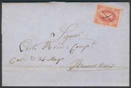 ARGENTINA: GJ.19 On Long Folded Letter Dated Corrientes 17/OCT/1864, With Typical Pen Cancellation Of Origin, Superb, Ra - Altri & Non Classificati