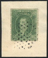 ARGENTINA: GJ.23, 10c. Worn Impression, Rare Dirty Impression On Tinted Paper, Tied On Fragment By Dotted Cancel, Excell - Other & Unclassified