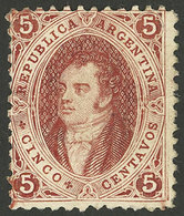 ARGENTINA: Proof GJ.E27, 1867 Proof Of The 6th Printing In Red-chestnut, Clear Impression, Perforated, VF Quality, Rare! - Sonstige & Ohne Zuordnung