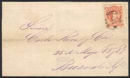 ARGENTINA: Folded Cover Franked By GJ.38, With SAN NICOLÁS Cancel Of 2/OC/1873 With Maltese Cross, VF Quality, With Sola - Otros & Sin Clasificación