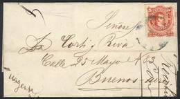 ARGENTINA: Folded Cover Dated CHASCOMÚS 31/MAY/1869, Franked By GJ.38, With Illegible Circular Cancel In Greenish-blue,  - Otros & Sin Clasificación