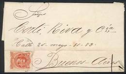 ARGENTINA: Folded Cover Datelined GUALEGUAYCHÚ 1/OC/1869, Franked By GJ.38, With Unidentified Cancel (large Circle, With - Autres & Non Classés