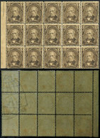 ARGENTINA: GJ.99, 1889 1c. Vélez Sársfield With Globes WATERMARK, Block Of 15 Stamps Of Which 5 Have The Watermark (incl - Altri & Non Classificati