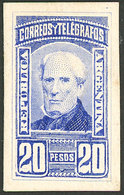 ARGENTINA: GJ.118, 1889 20P. Brown, PROOF In Ultramarine, Printed On Card, VF Quality! - Other & Unclassified