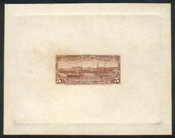 ARGENTINA: GJ.273, 1902 Port Of Rosario (ships, Sailing Boats), Die Proof In Chestnut Printed On Card With Glazed Front, - Sonstige & Ohne Zuordnung