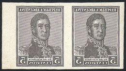 ARGENTINA: GJ.428, 1917 5c. San Martín, PROOF In Negative, Imperforate Pair Printed In Black On Glazed Card, VF Quality! - Altri & Non Classificati