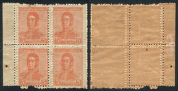 ARGENTINA: GJ.462, Block Of 4 With DOUBLE PERFORATION Variety, Minor Defect On Gum, Very Attractive! - Other & Unclassified
