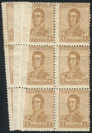 ARGENTINA: GJ.544, Block Of 6 With LARGE Paper Fold, VF Quality, Fantastic! - Andere & Zonder Classificatie