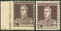 ARGENTINA: GJ.596, 2 Examples With DOUBLE Vertical Perforation On One Border, VF! - Other & Unclassified