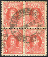 ARGENTINA: GJ.623, Block Of 4 With Complete Cancel Of MAQUINCHAO (Río Negro), VF And Rare! - Andere & Zonder Classificatie