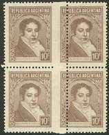 ARGENTINA: GJ.774, Block Of 4 With Very Shifted Vertical Perforation In The Center, Handsome! - Sonstige & Ohne Zuordnung