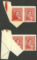 ARGENTINA: GJ.796, 10c. Rivadavia, Pair, The Left Stamp Partially (about 50%) Unprinted And With That Area Printed On Ba - Altri & Non Classificati