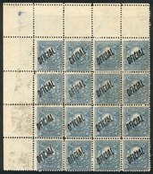 ARGENTINA: GJ.21CA, Corner Block Of 16, With 4 WHITE LABELS AT TOP (I Have Not Seen Other Examples, In Theory There Are  - Servizio