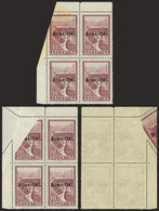 ARGENTINA: GJ.730, Corner Block Of 4, Partially UNPRINTED, With That Area Printed On Back, ON GUM, Excellent! - Oficiales