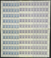 ARGENTINA: GJ.50/60 + 59A/60A, Ferrocarril Central Norte, Set Of 2 Values In COMPLETE SHEETS Of 100 Stamps, In Each Shee - Telegrafo